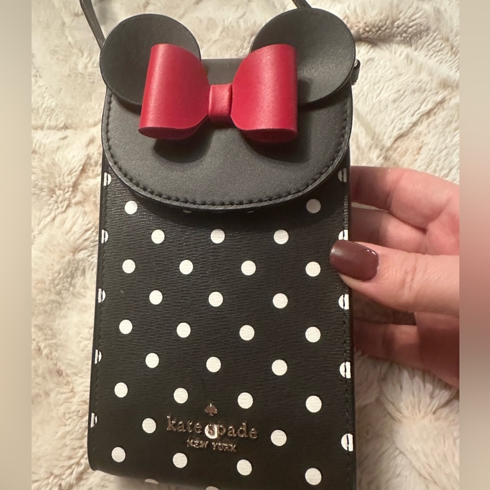 Kate Spade Minnie Mouse Black and White Polka Dot Wallet Crossbody Purse